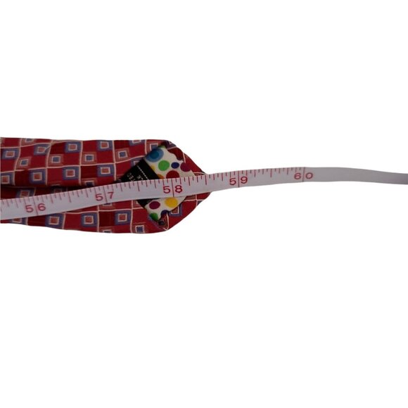 City of London Red Silk Power Tie Mens Necktie Blue Squares Business Made USA - Picture 5 of 5